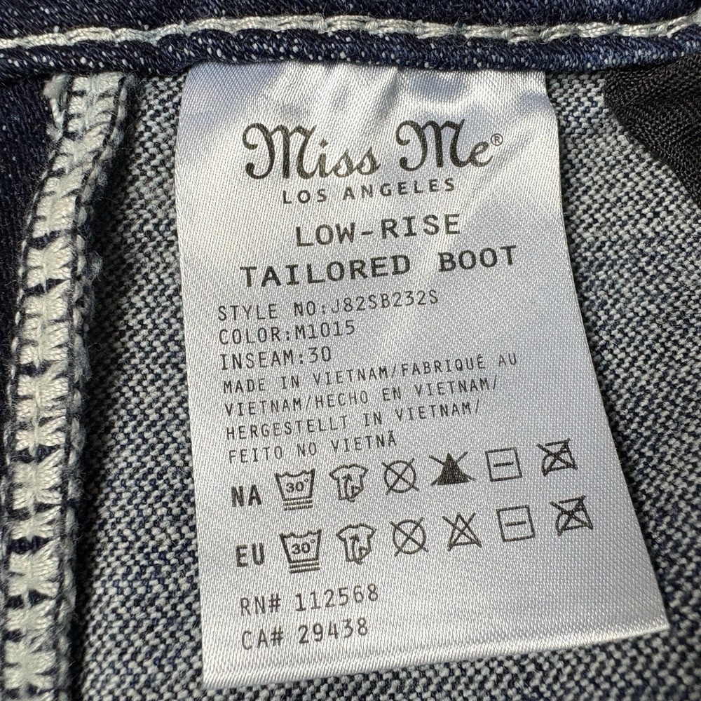 Miss Me Size 23 Low Rise Tailored Bootcut Jeans Embellished Bling Y2K - Picture 10 of 14